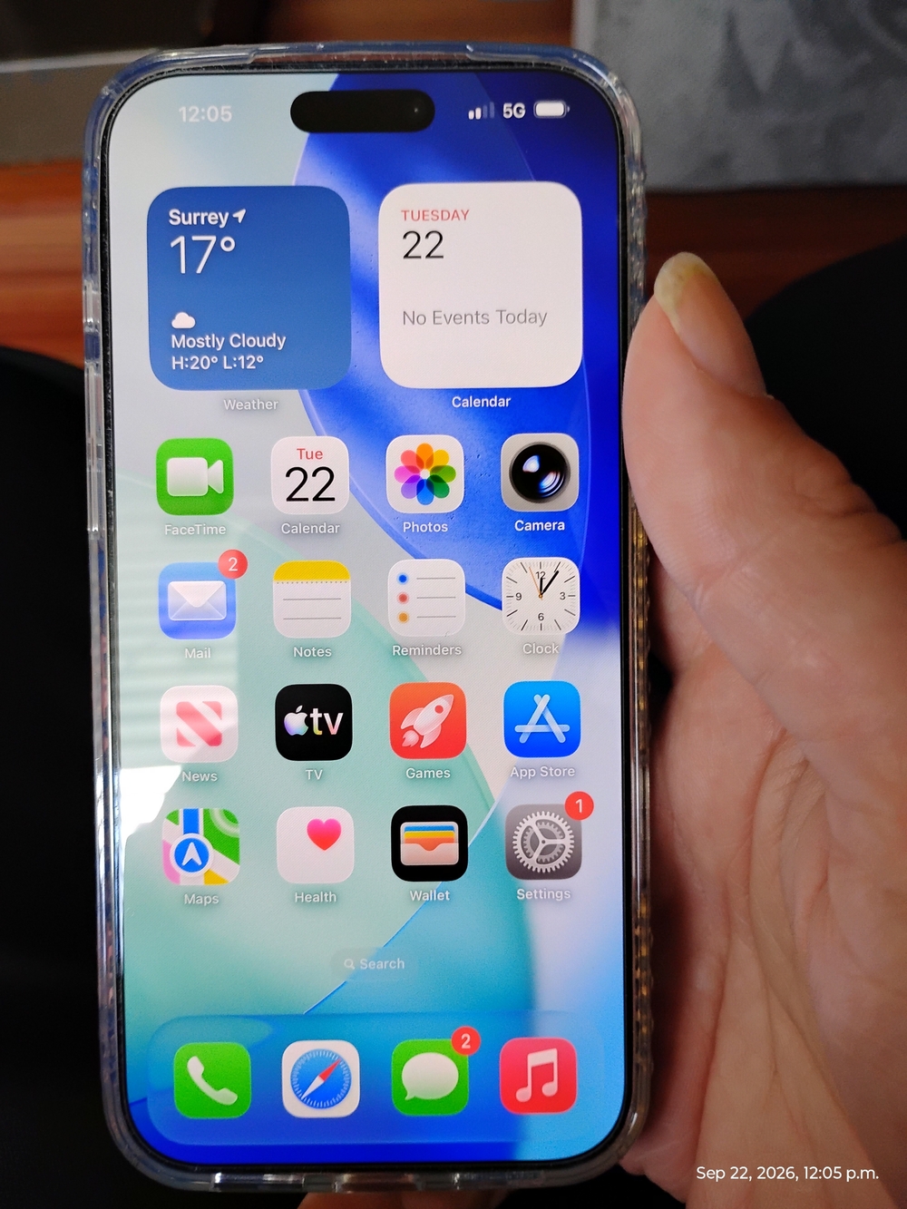 Apple iPhone in Blue with Clear Case